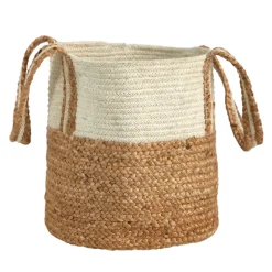 Boho Chic Basket Natural Cotton and Jute with Handles