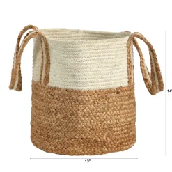 Boho Chic Basket Natural Cotton and Jute with Handles