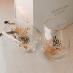 Delft stemless Wine Glass - Set of 2