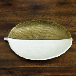 Gold and White Leaf Decorative Accent