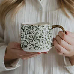 Green Ditzy Floral 14 oz Mug