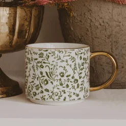 Green Ditzy Floral 14 oz Mug