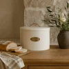 Metal Bread Storage Box with Lid – Cream with Brass Accent