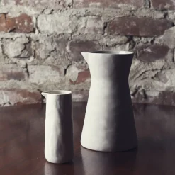 Rugueux Stoneware Carafe Pitcher in Pearl