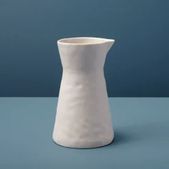Rugueux Stoneware Carafe Pitcher in Pearl