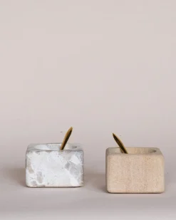 Sandstone Pinch Pots with Brass Spoons