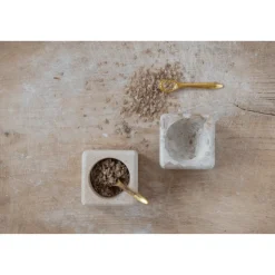 Sandstone Pinch Pots with Brass Spoons