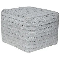 Square Striped Woven Ottoman Pouf - Sweet Water Decor