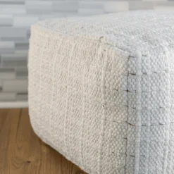 Square Striped Woven Ottoman Pouf - Sweet Water Decor