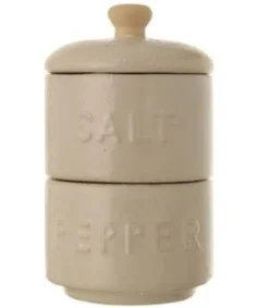 Stoneware Stackable Salt and Pepper Pots