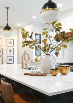 Tall Burgundy Green Faux Chestnut Leaf Branch