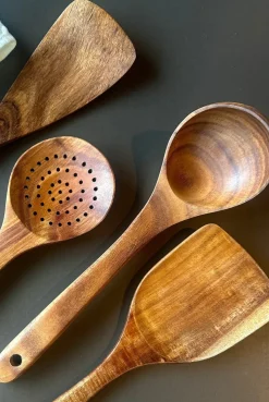 Teak Wooden Utensils, Set of 4