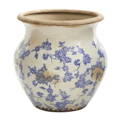 Tuscan Ceramic Blue Scroll Urn Vase