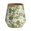 Tuscan Ceramic Green Scroll Planter