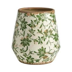 Tuscan Ceramic Green Scroll Planter