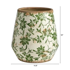 Tuscan Ceramic Green Scroll Planter