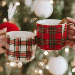 White Plaid 14 oz Mug