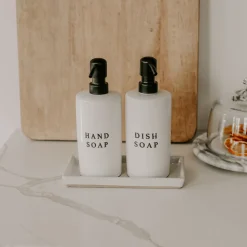 White Stoneware Tray | Soap Dispenser Tray | Sweet Water Decor