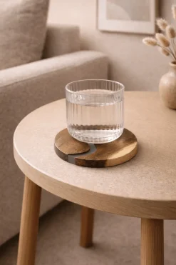 Wood and Clear Resin Coasters Set of 4